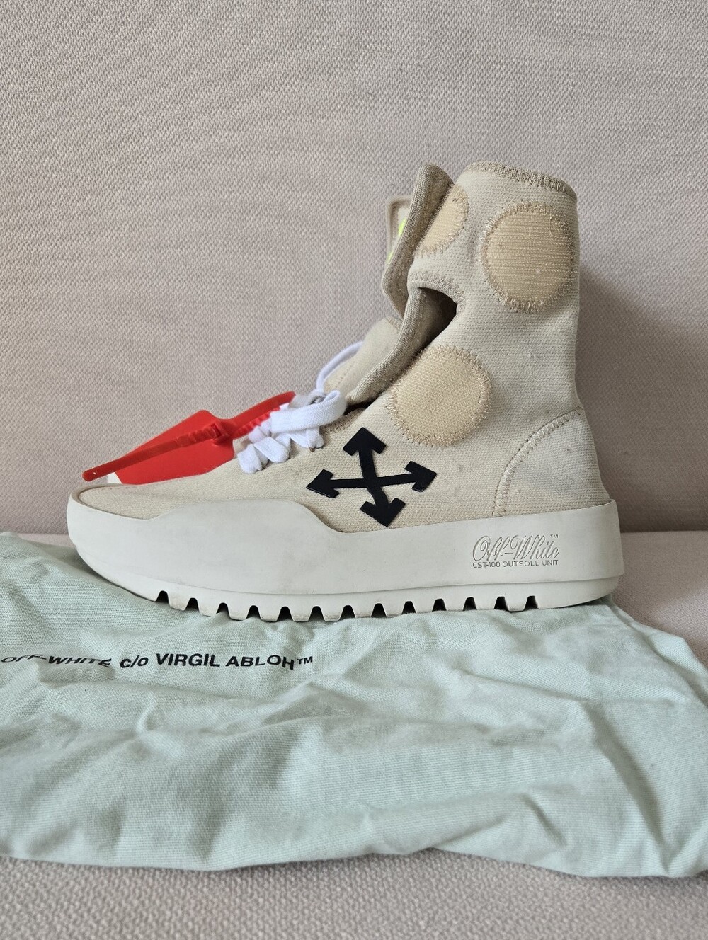 Off-White Moto Wrap sneakers Beige canvas high-top design 36 US 5.5 Women's
